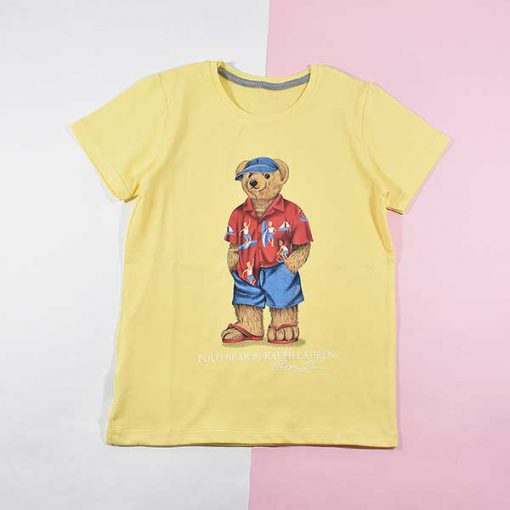 تیشرت پسرانه بچه گانه طرح خرس پولو کد 2192 رنگ زرد