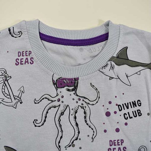 تیشرت شلوارک پسرانه بچه گانه طرح حیوانات دریایی