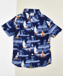 جنس پیراهن پسرانه بچه گانه طرح هاوایی کد 2402
